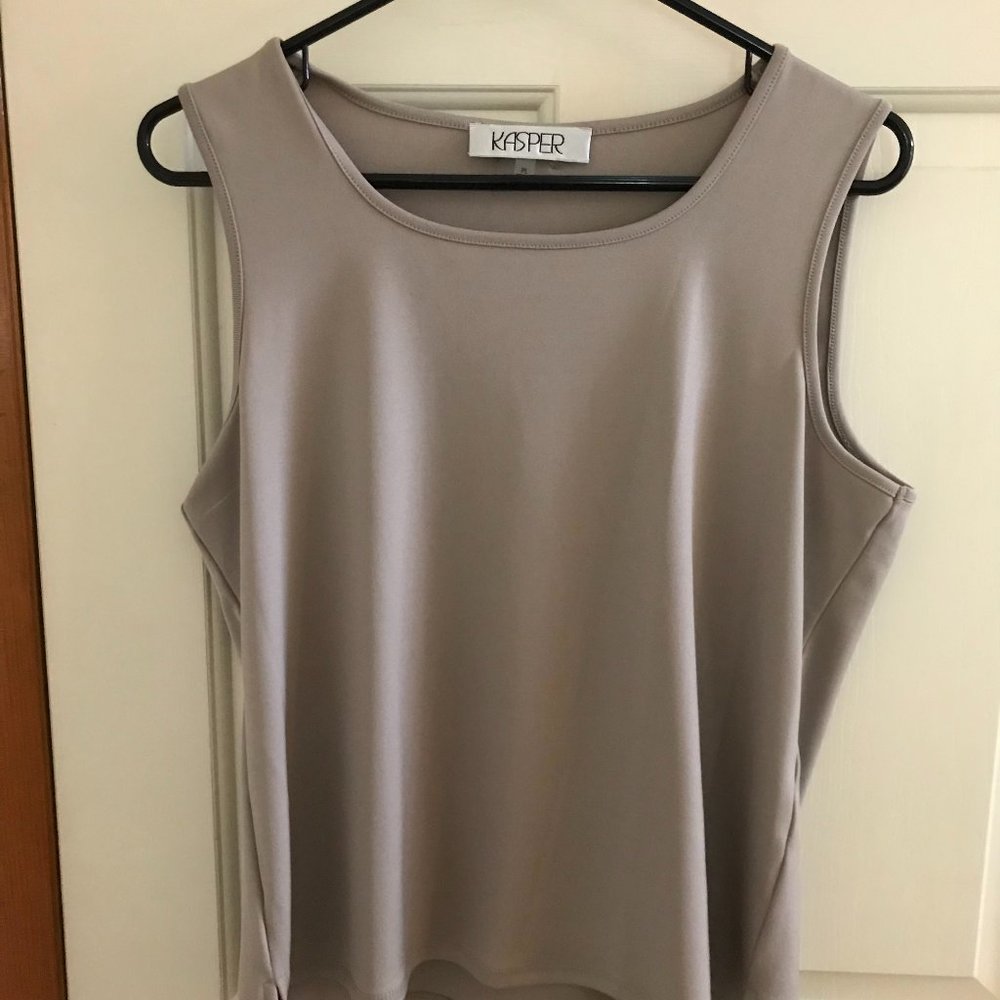 Tan Solid Sleeveless Blouse